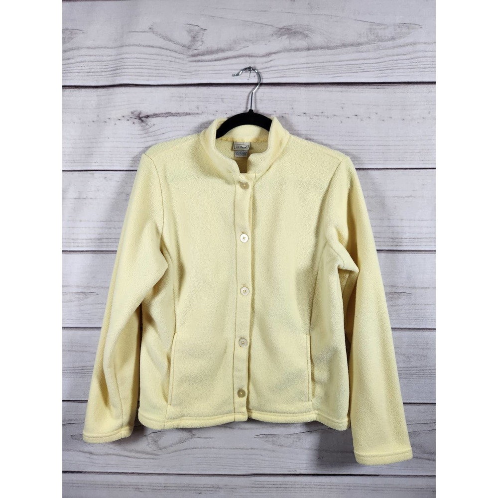 L.L.Bean Women's Yellow Solid Long Sleeve Mock Neck Fleece‎ Jacket Size Medium